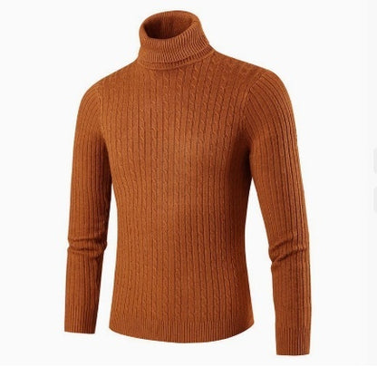 Slim-fit Men's Knitted Turtleneck Solid Color Sweater