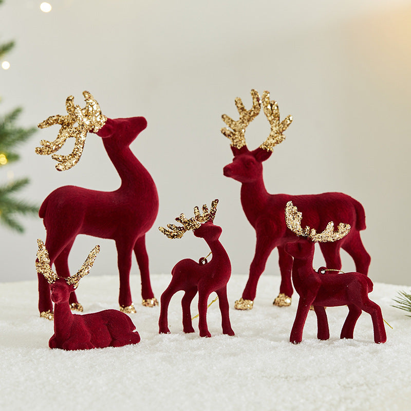 Christmas Sequined Flocking Elk Decoration