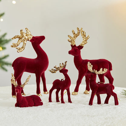 Christmas Sequined Flocking Elk Decoration