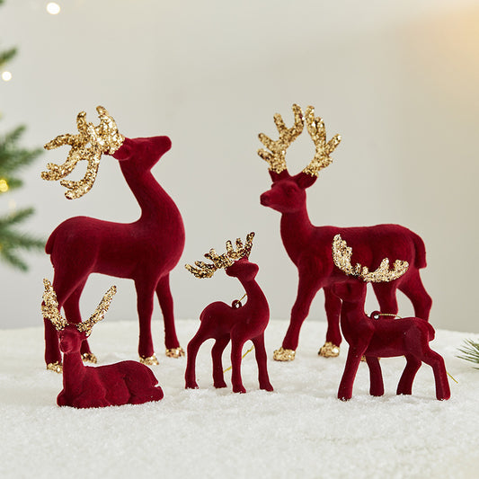 Christmas Sequined Flocking Elk Decoration