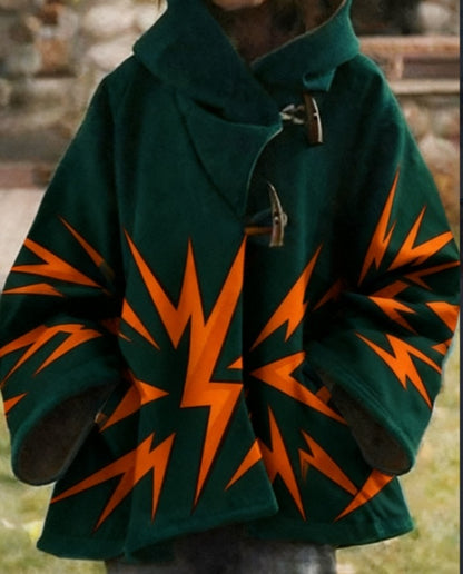 Winter New Women's Loose Retro Printed Woolen Coat