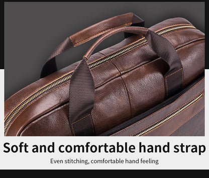 Premium Leather Messenger Bag - Large Capacity Business Briefcase for Men | BULLCAPTAIN