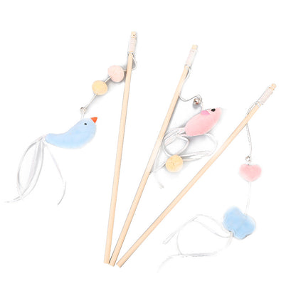 Pole Wooden Pole Funny Cat Stick Flexible For Cat Bell Funny Cat Stick Elastic Rope Woodenfor Cat