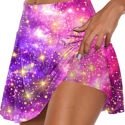 Summer Skort Solid Shorts, Sexy High Waist Fashion Sports Biker Running Yoga Skort Shorts, Women's Clothing