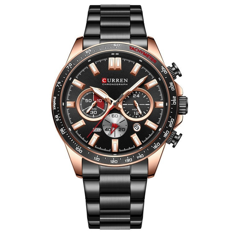 Men's Waterproof Quartz Watch - Stainless Steel Calendar Watch 30M Water Resistant