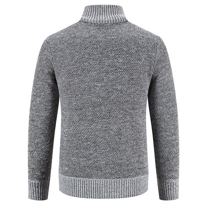 Mens Diamond Plaid Cardigan - Stylish Casual with Refined Stand Collar - Luxuriously Plush & Cozy Warm Knit Zip Up - Eye-Catching Design