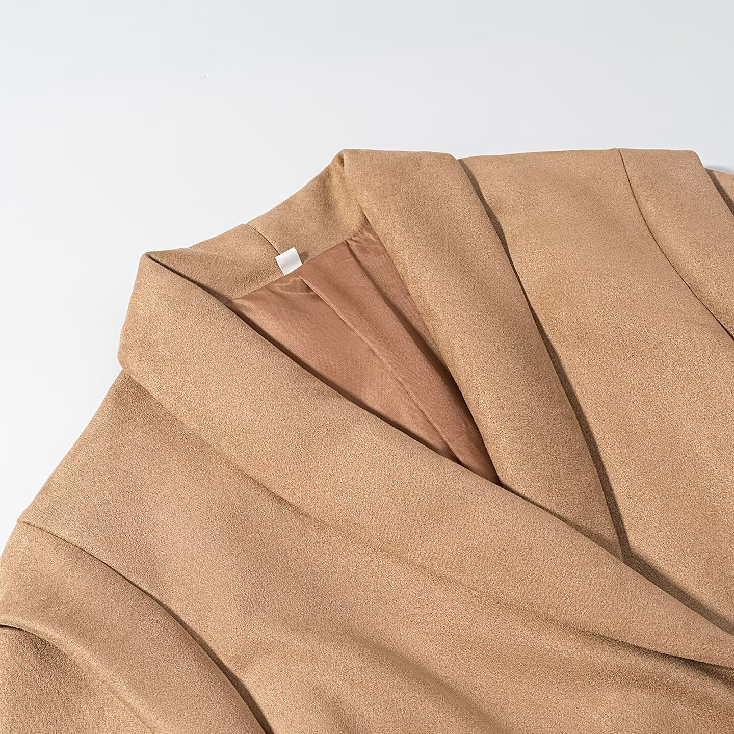 Retro Lapels Suede Waist-controlled Long Sleeves Jacket Coat