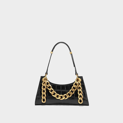 Chain leather shoulder bag