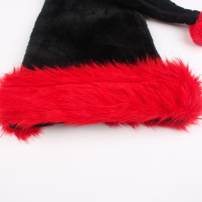 Black Christmas Hat Halloween Plush Hat Thickened Plus-sized Christmas Hat