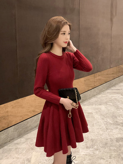 The New Early Spring Slim Slim Mid-length Temperament A-line Skirt Bottoming