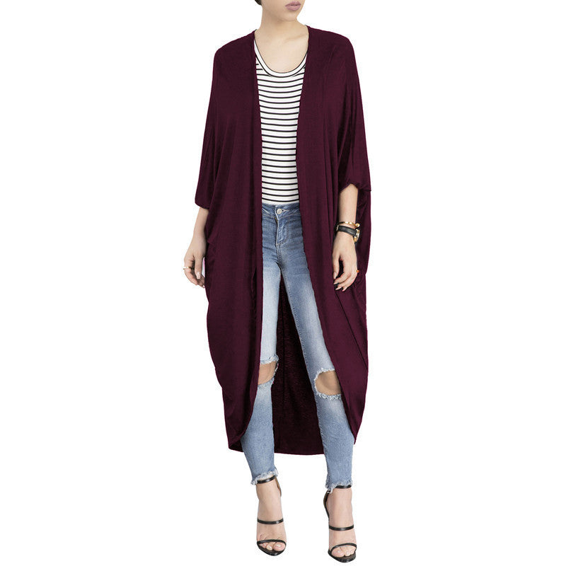 Women's Loose Bat-sleeve European And American Mid-length-sleeved Trench Coat