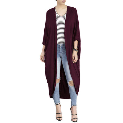 Women's Loose Bat-sleeve European And American Mid-length-sleeved Trench Coat