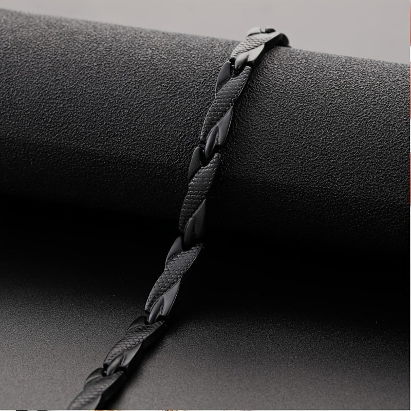 Men's Premium Dragon Pattern Bracelet - Adjustable 7mm Magnetic Black Alloy Jewelry