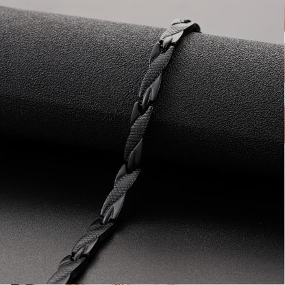 Men's Premium Dragon Pattern Bracelet - Adjustable 7mm Magnetic Black Alloy Jewelry