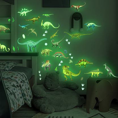 1 Set, Glow In The Dark, Dinosaur Wall Stickers, Removable Waterproof Stickers, Wall Decor For Living Room Bedroom, Home Decor