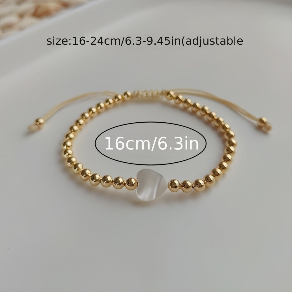 18K Plated Stackable Beads Stretch Elastic Bracelet Jewelry for Women - Adjustable, Comfortable, and Versatile Accessory - Perfect for Everyday Wear or as a Gift