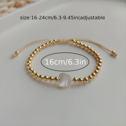 18K Plated Stackable Beads Stretch Elastic Bracelet Jewelry for Women - Adjustable, Comfortable, and Versatile Accessory - Perfect for Everyday Wear or as a Gift