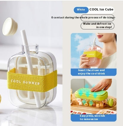 One-Click Molding Cooling Cup,Instant Ice Maker,Zero-Contact Design,Straw Included,Curling Mold,Portable & Stylish Chilled Drink