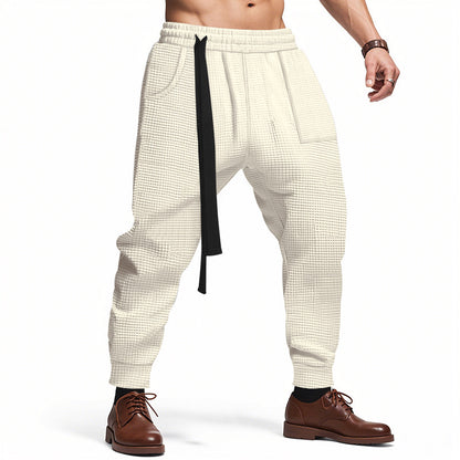 Men's Casual Pants Solid Waffle Male Hip Hop Streetwear Track Pants Joggers Trousers Fashion Harajuku Men Pants