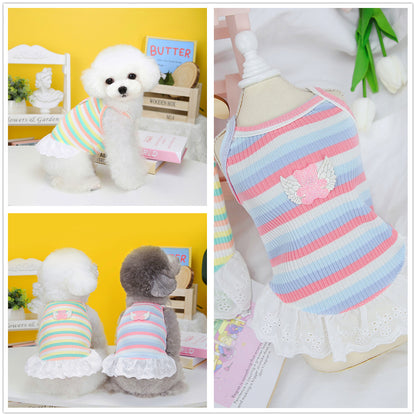 Pet Clothing Dog Color Stripes Wings Skirt