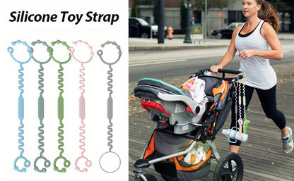 3-Pack BPA-Free Silicone Safety Straps for Babies: Secure Teething, Sippy Cups, & Accessories on Strollers, High Chairs, Car Seats