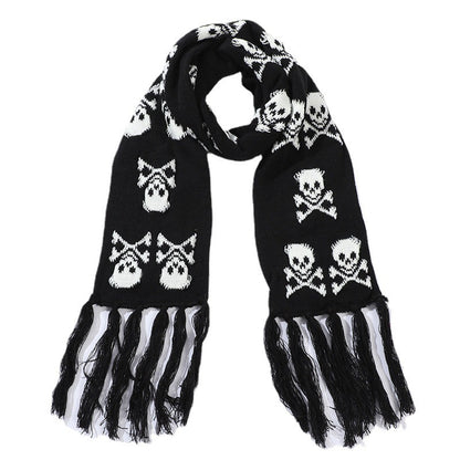 Thickened Thermal Knitted Scarf With Skull Design