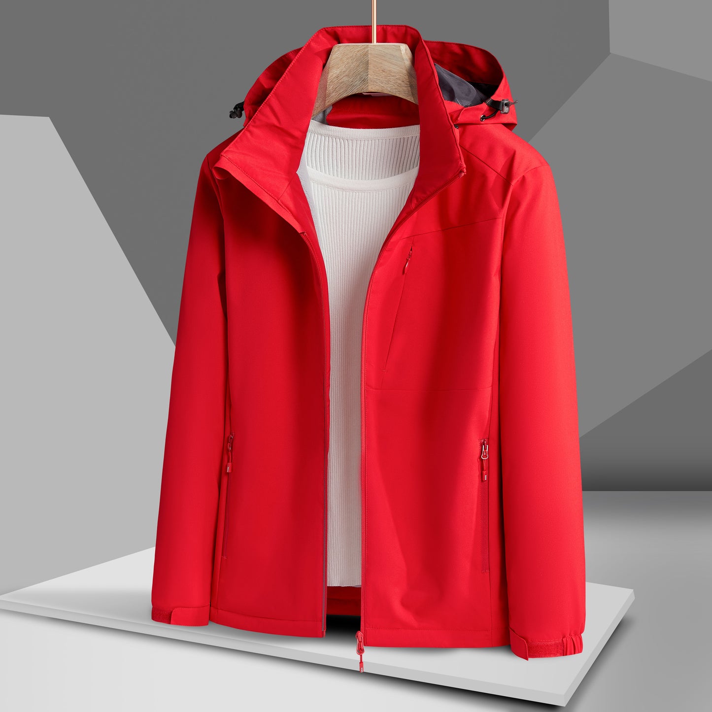 Women's Autumn and Winter Outdoor Sports Casual Warm Fleece Lined Windproof Stand Collar Jacket