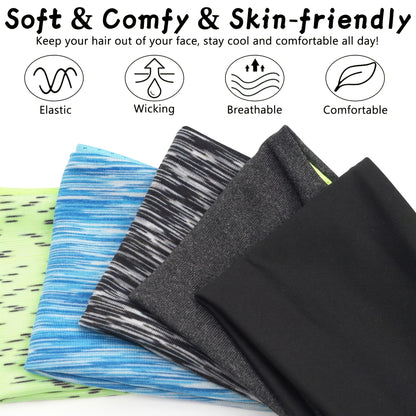 5pcs Sports Headbands For Men, Breathable Mesh Design, Reused & Washed Men's Headband Sweat Bands For Running Yoga Fitness Workout, Ideal Choice For Gifts