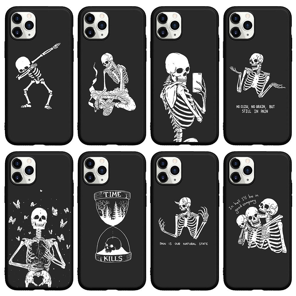 Horror Pirate Halloween Phone Case New Trendy Dark Style White Skull