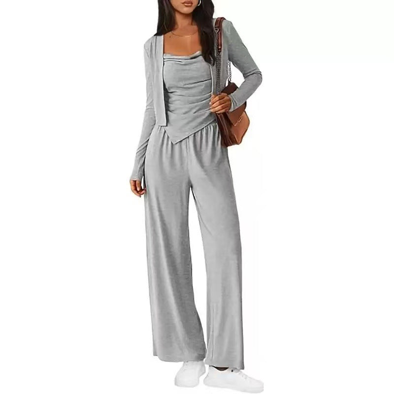 Sports Casual Lazy Design Comfortable Coat Suspender Trousers Three-piece Suit