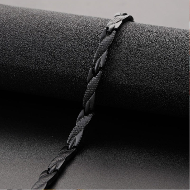 Men's Premium Dragon Pattern Bracelet - Adjustable 7mm Magnetic Black Alloy Jewelry