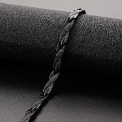 Men's Premium Dragon Pattern Bracelet - Adjustable 7mm Magnetic Black Alloy Jewelry