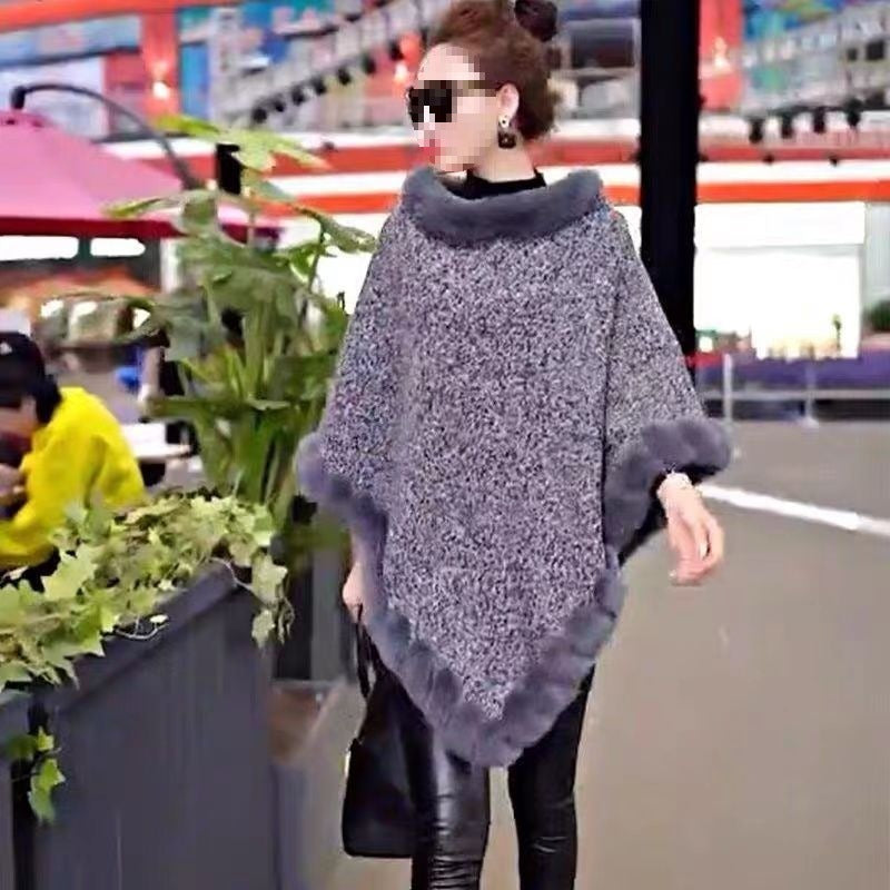 Leopard-print Thickened Velvet Oversized Cloak