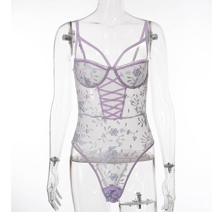 Embroidered body shaper