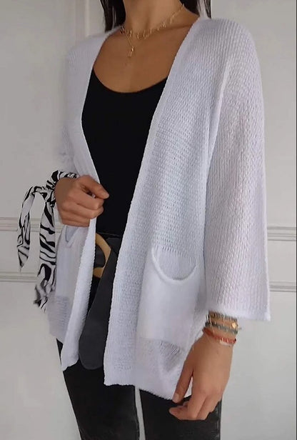 Women's Waffle Nine-quarter Sleeve Urban Casual Cardigan Coat