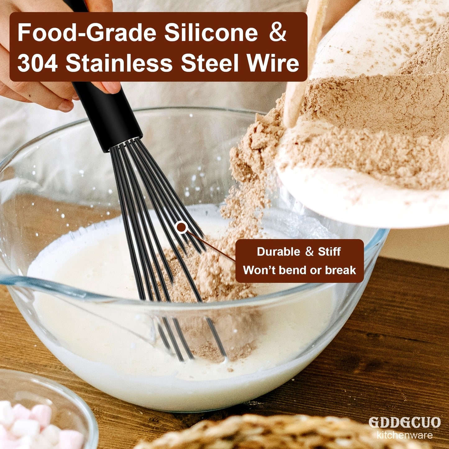 3pcs Food Grade Silicone Whisk, Manual Egg Whisk Mixer, Egg Beater, Household Baking Tools, Kitchen Supplies