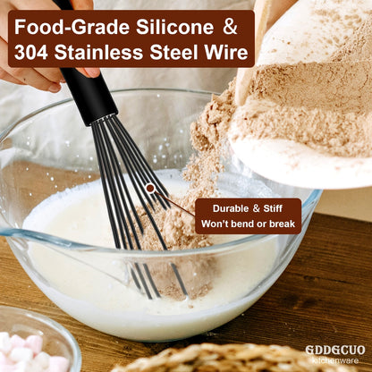 3pcs Food Grade Silicone Whisk, Manual Egg Whisk Mixer, Egg Beater, Household Baking Tools, Kitchen Supplies