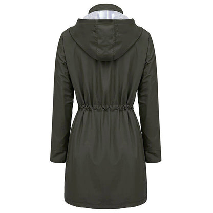 Casual hooded waist coat mid-length ladies trench coat