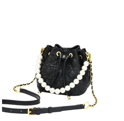 Cowhide Bucket Cloud Pearl Handbag