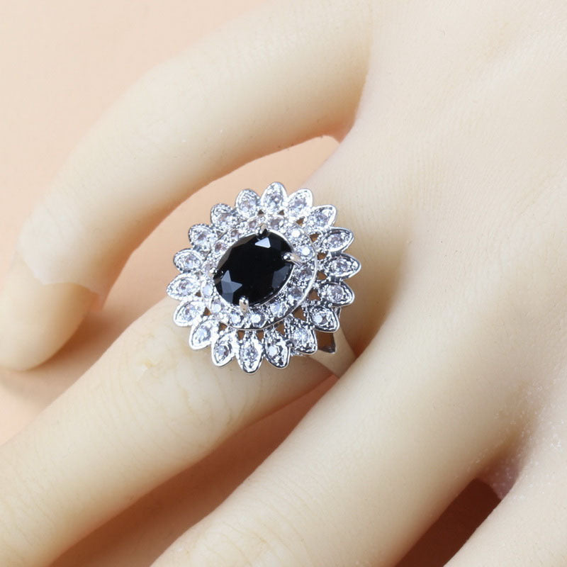 Granat-Zirkonia-Ohrringe, Anhänger, Halskette, Armband, Ring, 4-teiliges Geschenkset