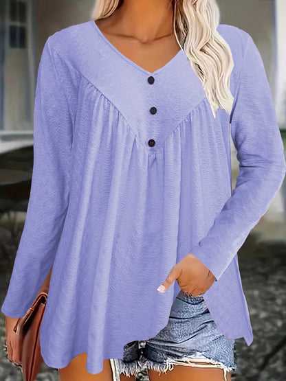 Women's Long Sleeve Casual V Neck Top