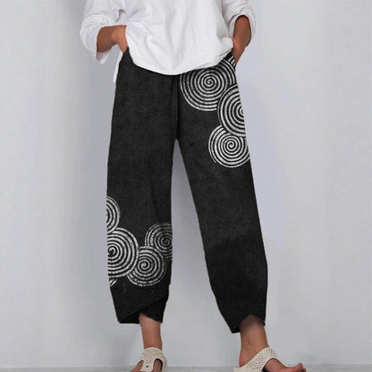 Minimalist Women's Pants Featuring A Patchwork Animal-print Design