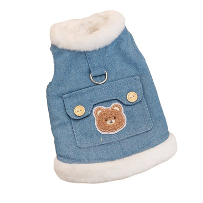 Winter Fleece Pet Dog Clothes Bear Print Dog Down Coat Warm Soft Puppy Vest Jacket Fashion Cat Jacket Coat Cute Pet Dog Costumes