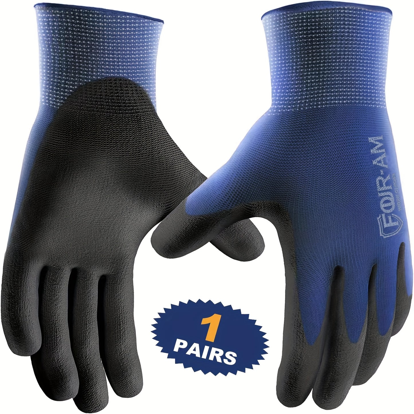 1/3 Pairs Ultra-Slim Grip Work Gloves - Superior Durable Nylon with Black Polyurethane Coating, Comfort Knit Wrist Cuff - Ideal for Daily Light Duty Tasks