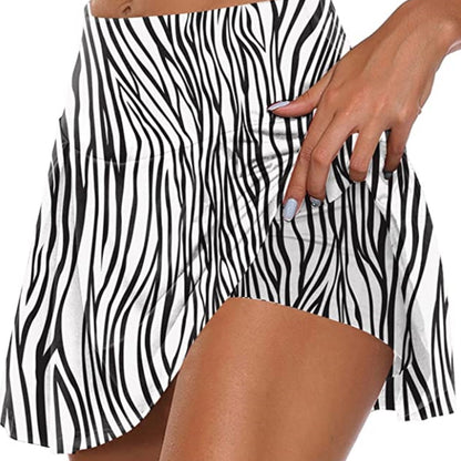 Summer Skort Solid Shorts, Sexy High Waist Fashion Sports Biker Running Yoga Skort Shorts, Women's Clothing