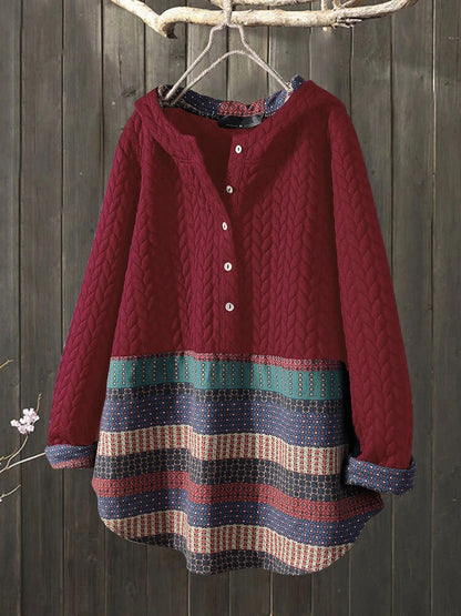 Short Coat Ethnic Style Printed Long-sleeved Mid-length Women's Coat