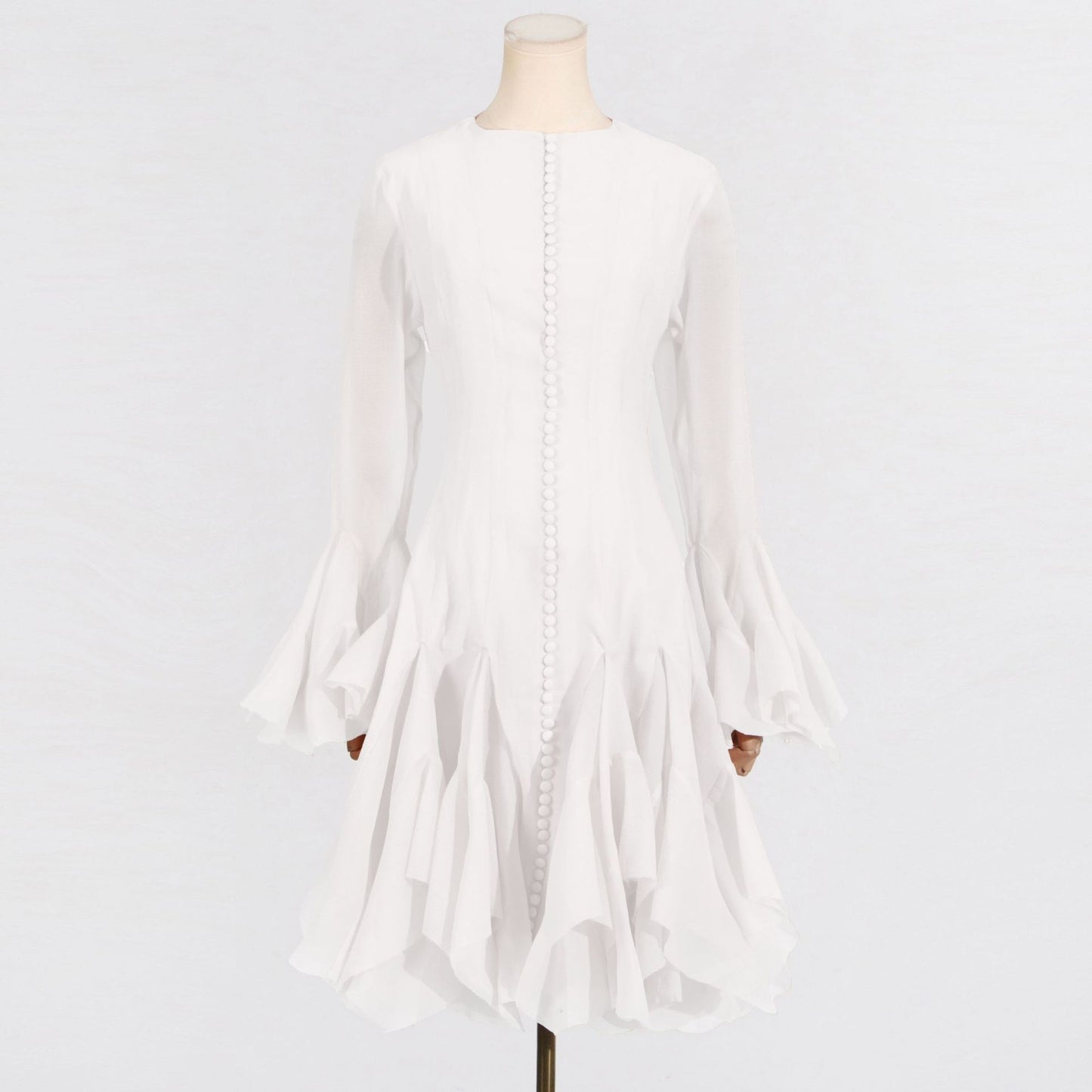 New Fashion High Collar Long Sleeve High Sense Cinched Mid-length Dress