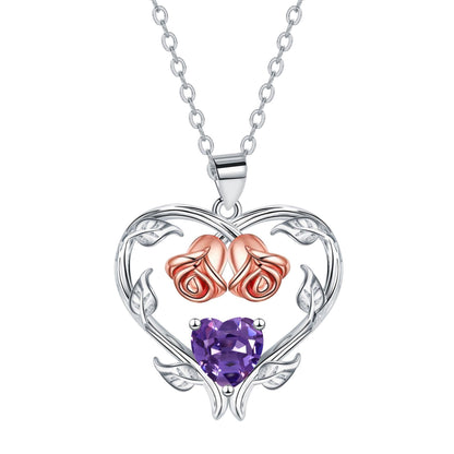 Heart-shaped Rose Pendant Necklace Valentine's Day Gift