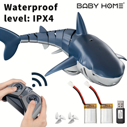 BABY HOME Remote Control Shark Toy 1:18 Scale with Lights and Water Spray, USB Rechargeable, Boys on Halloween, Christmas, Birthdays