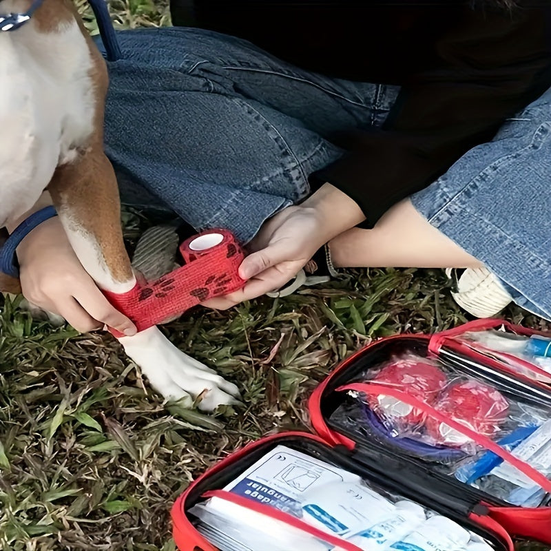 PawPals 90-Piece Portable Pet First Aid Kit for Dogs & Cats - Emergency Travel & Home Pet Care Supplies with Collar, Scissors, Tweezers, Bandages, Antiseptic Wipes & More
